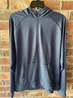 Quince Heather Navy Quarter-Zip Performance Hoodie size Large